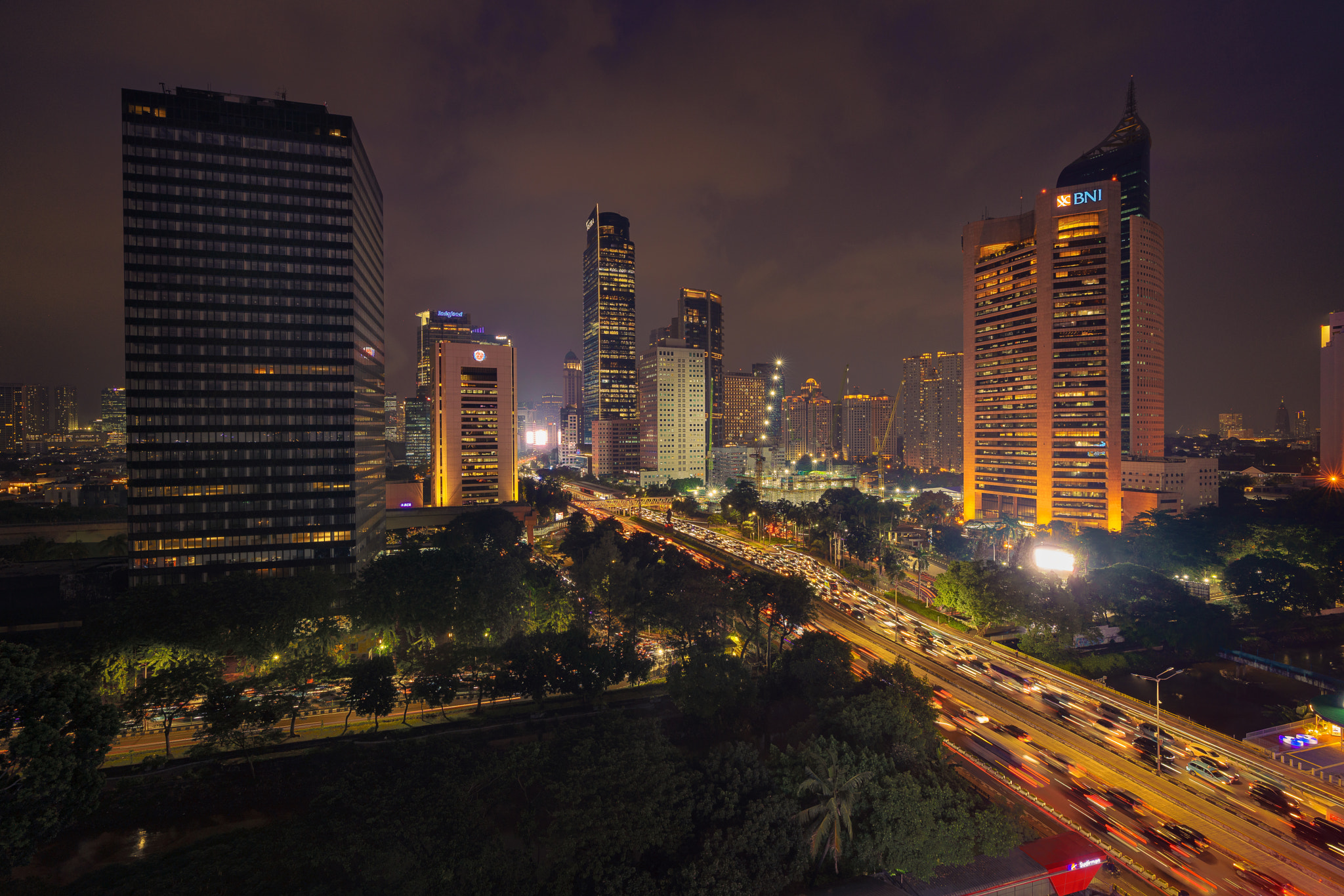 Landscape view Jakarta after sunset