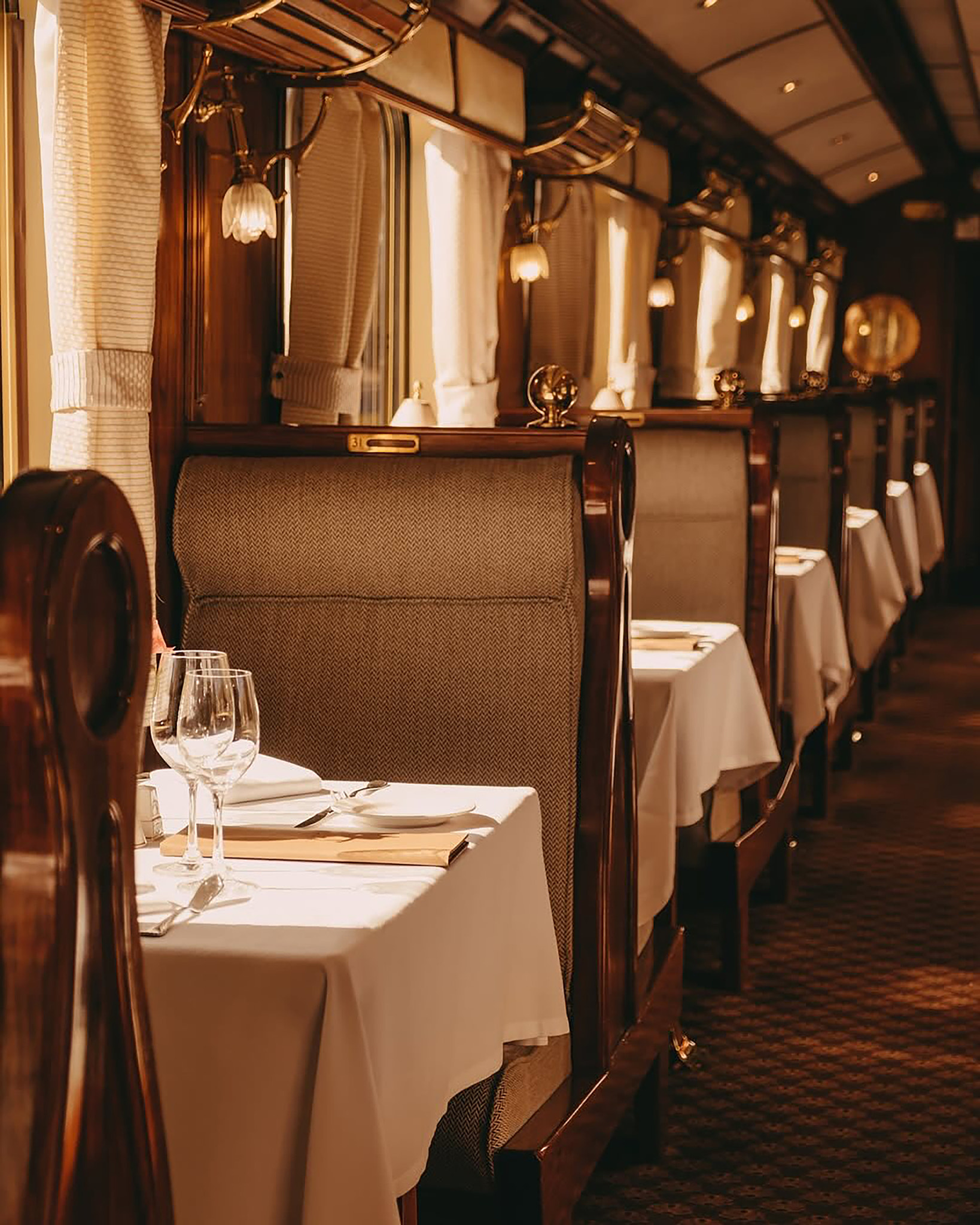 Empty chairs and tables in restaurant