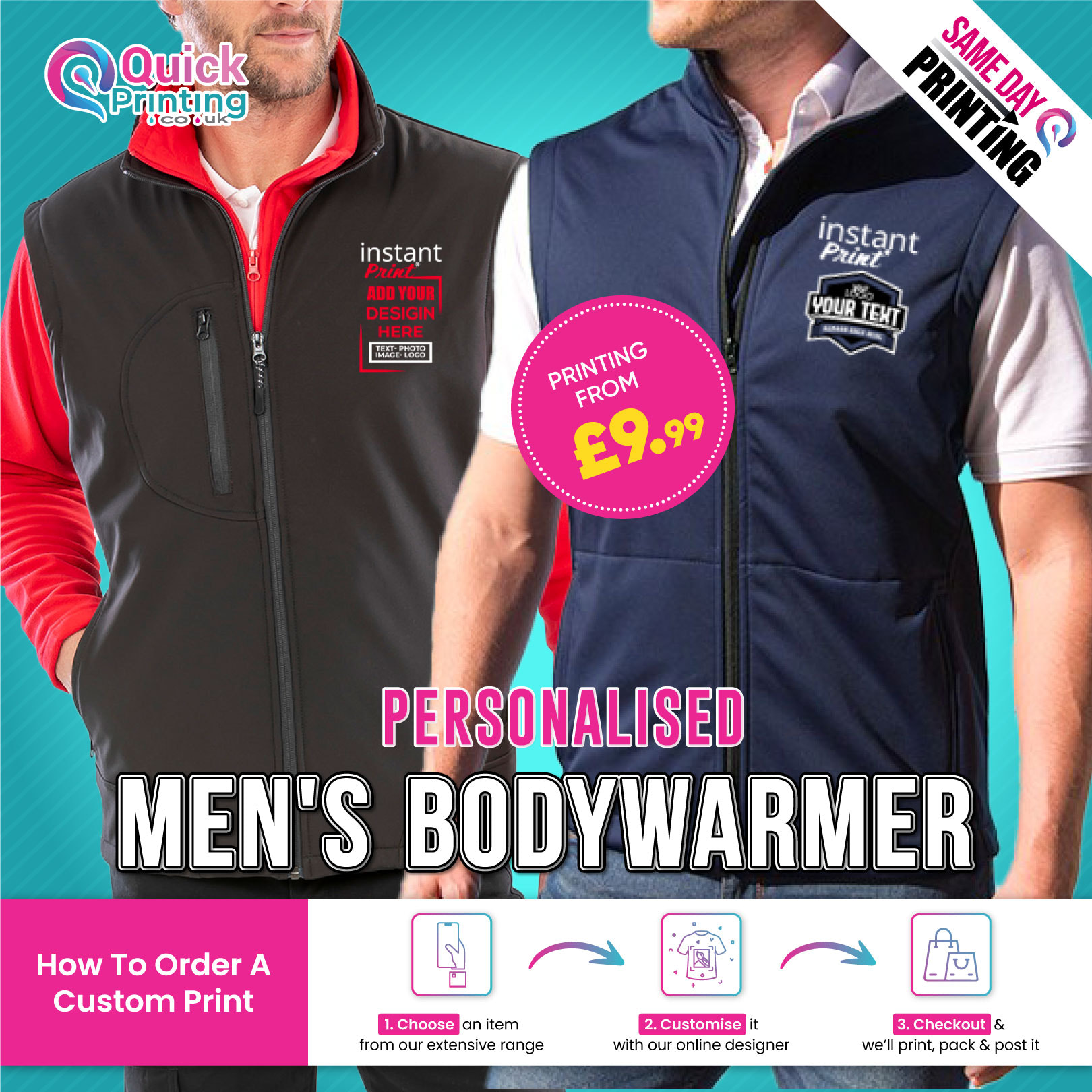 Custom Printed Bodywarmer for Men – Hi-Vis, Heated & Black Gilet Styles Available