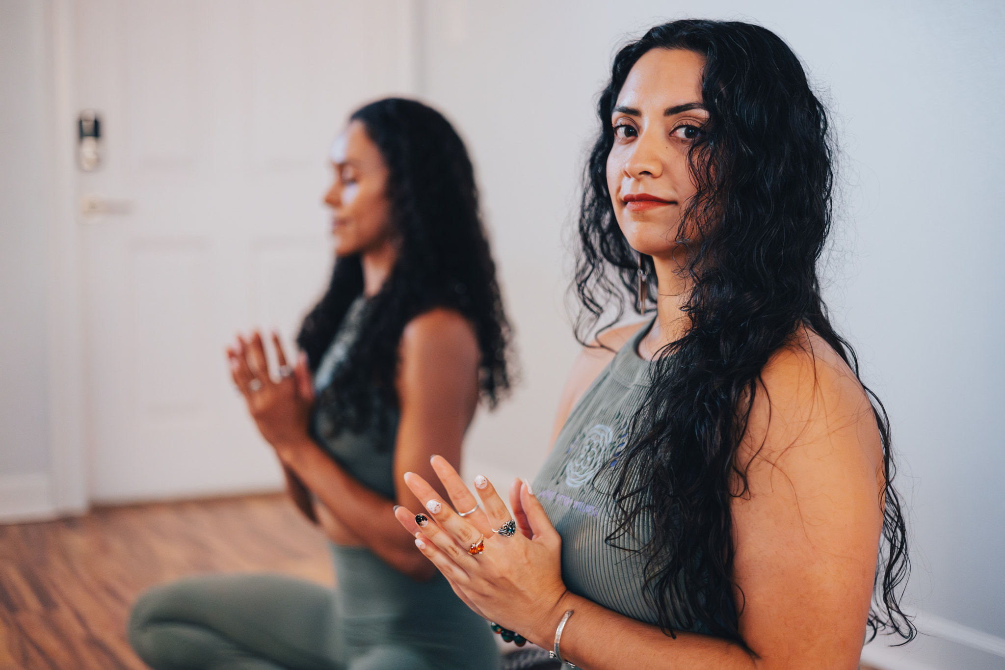 Sisters practicing yoga