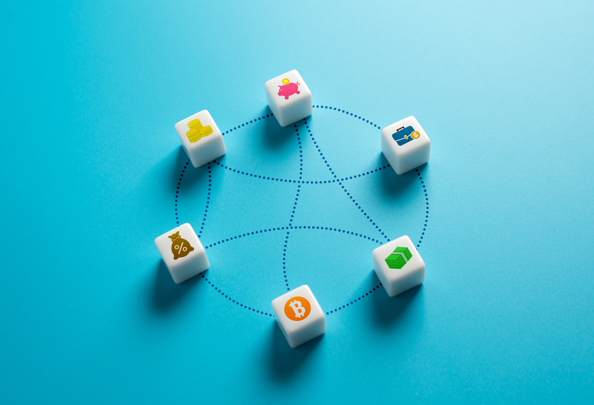 Diversification of financial asset portfolio. Spreading investments across various asset types helps