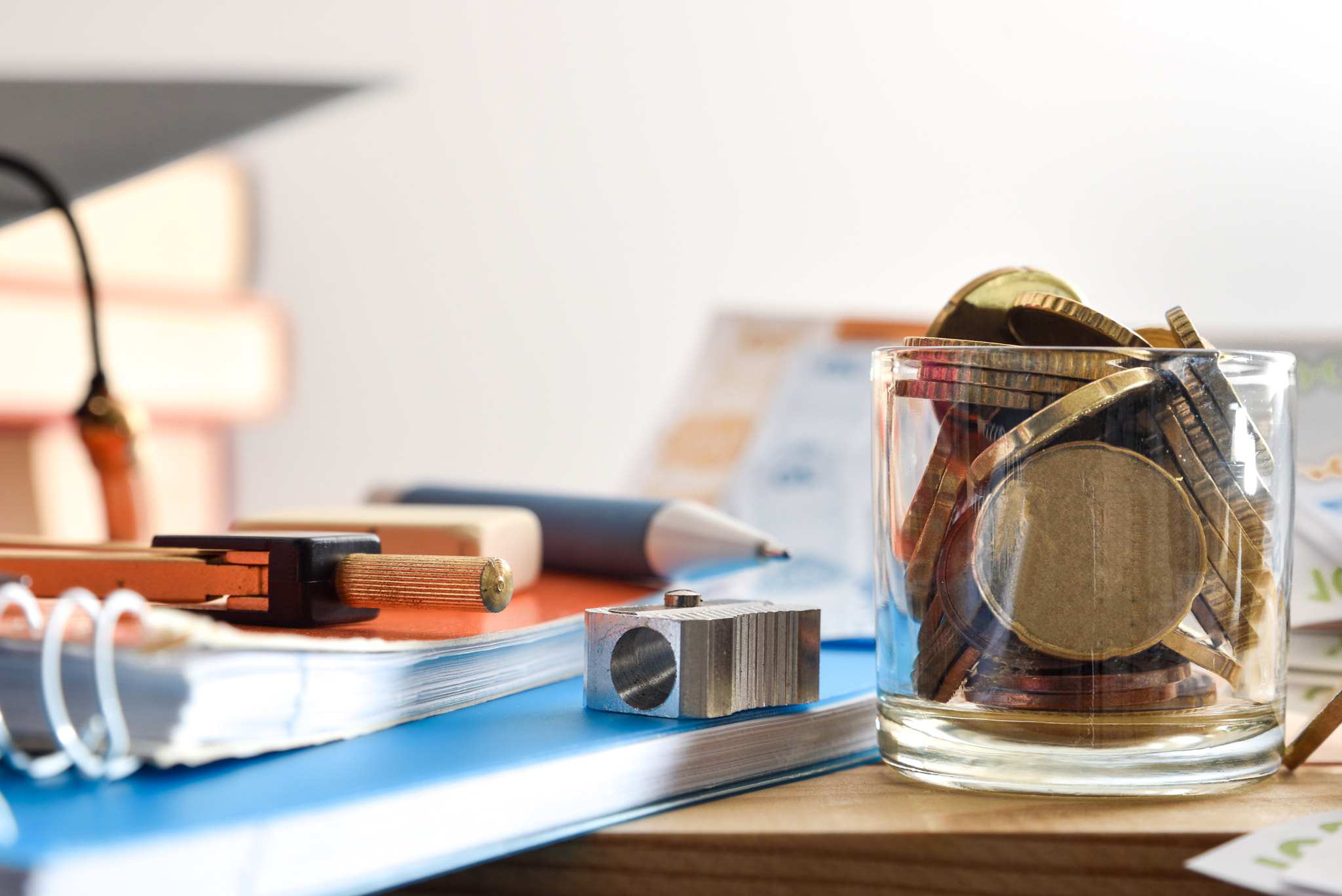 Detail and concept of the cost of school supplies