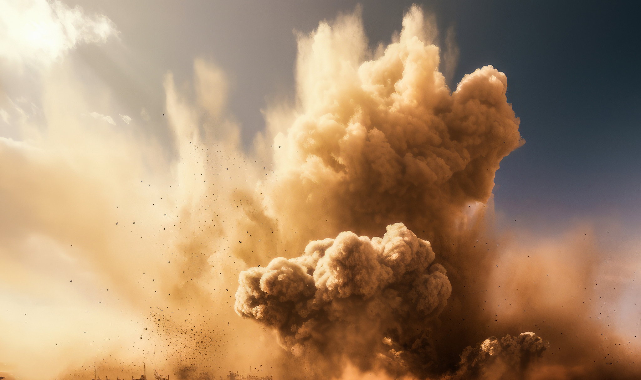Low angle view dust storm