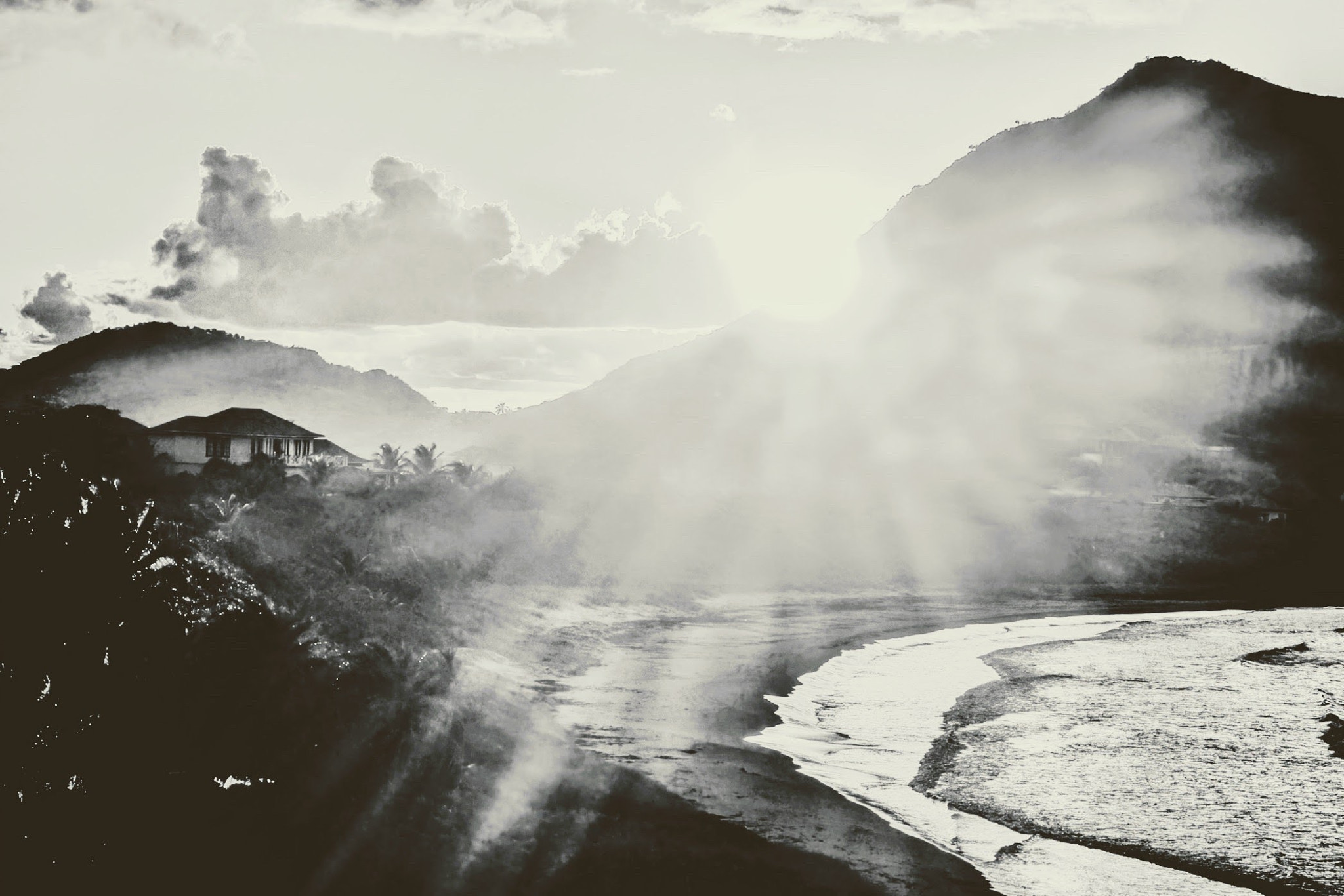Scenic view of mountains against sky on the isle of Saint Kitts