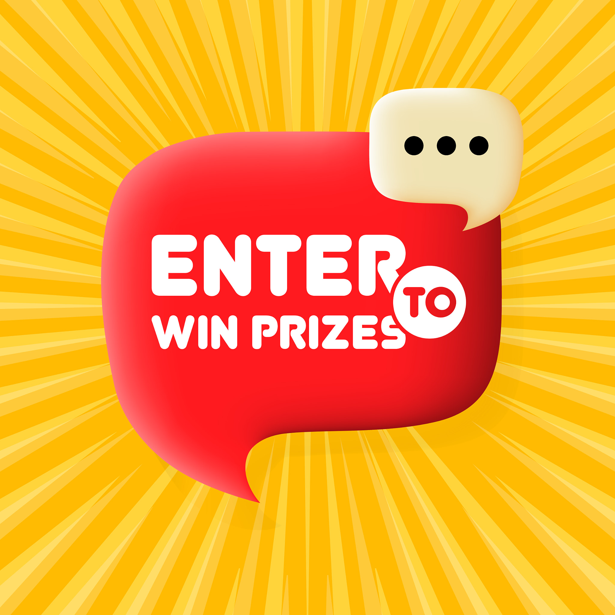 Enter to win prizes. Speech bubble with Enter to win prizes. Business concept. 3d illustration. Pop