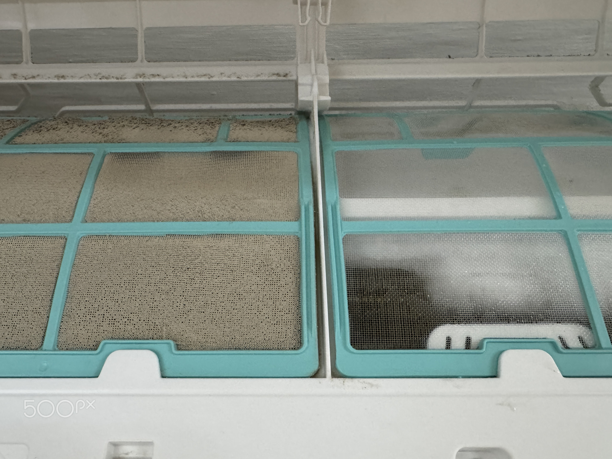 Close-up of a before and after comparison showing the impact of proper