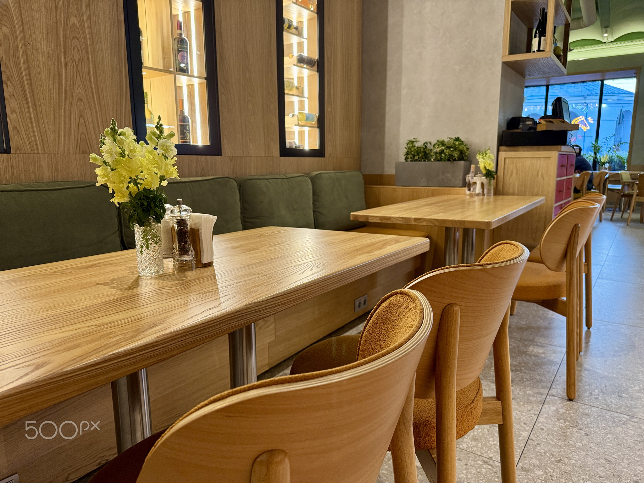 beautiful stylish cafe interior 