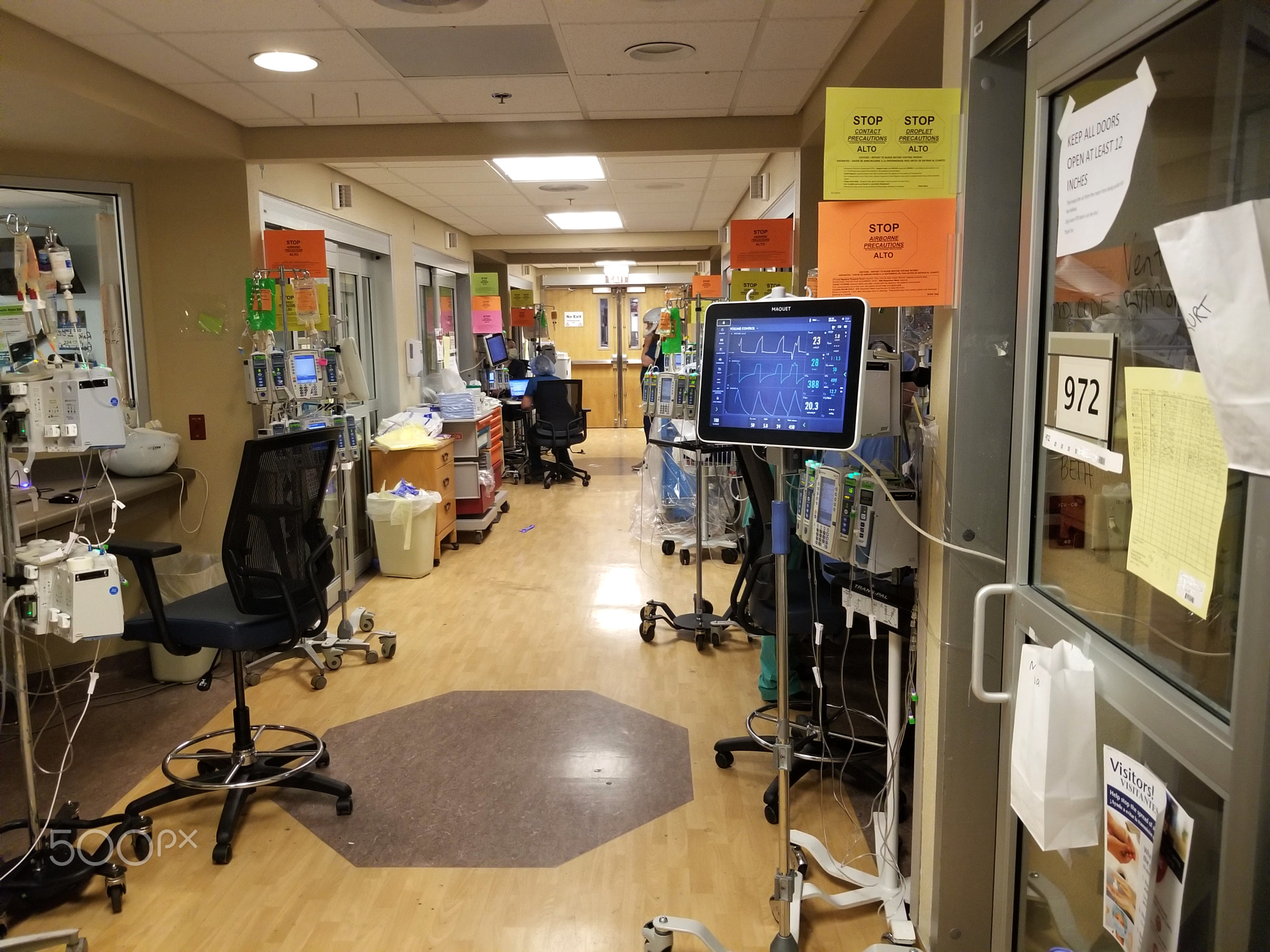 COVID-19 Isolation Ward with infusion pumps and ventilators