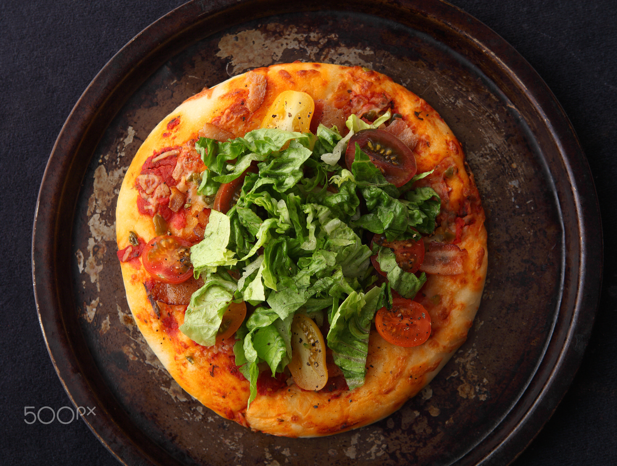 Bacon, lettuce and tomato pizza