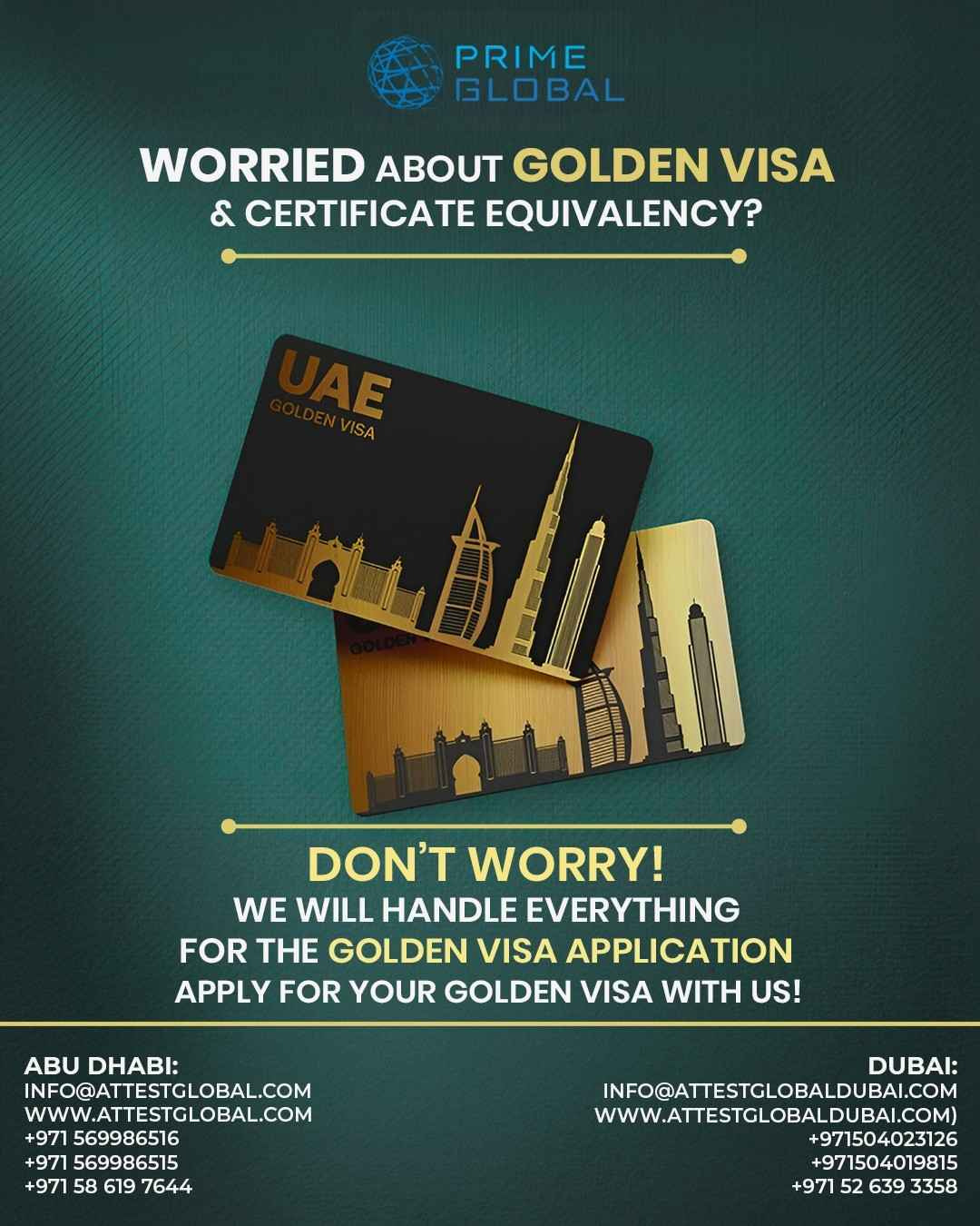 Certificate Equivalency & Golden Visa Services Across UAE Emirates