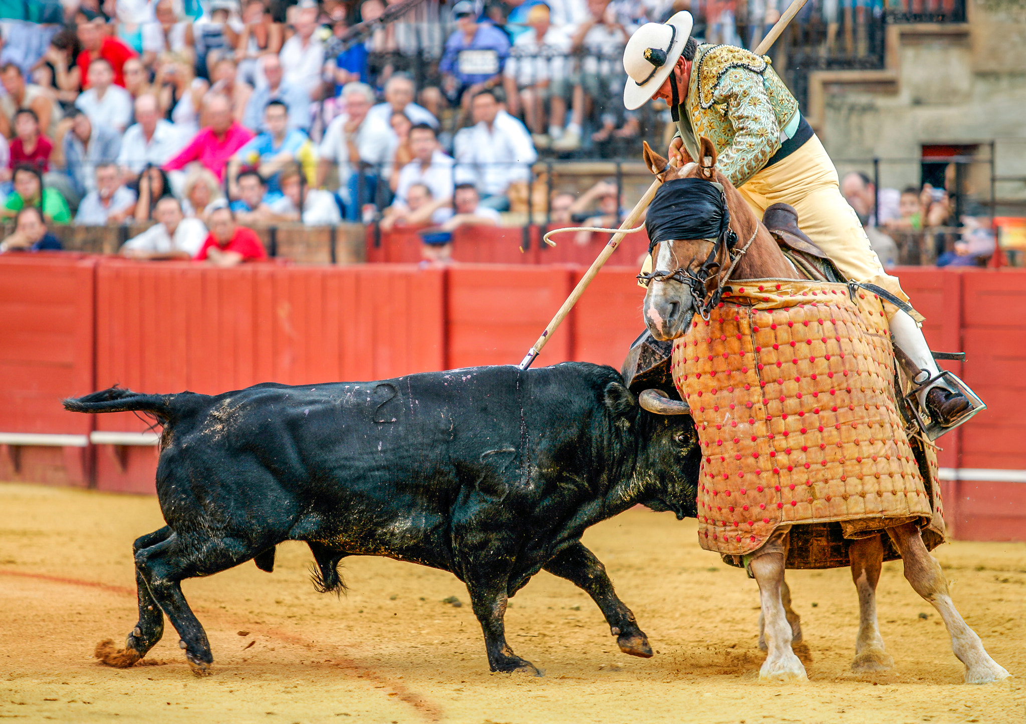 “Bull Charging at Picador’s Horse, Real Maestranza, Sevilla, 2006