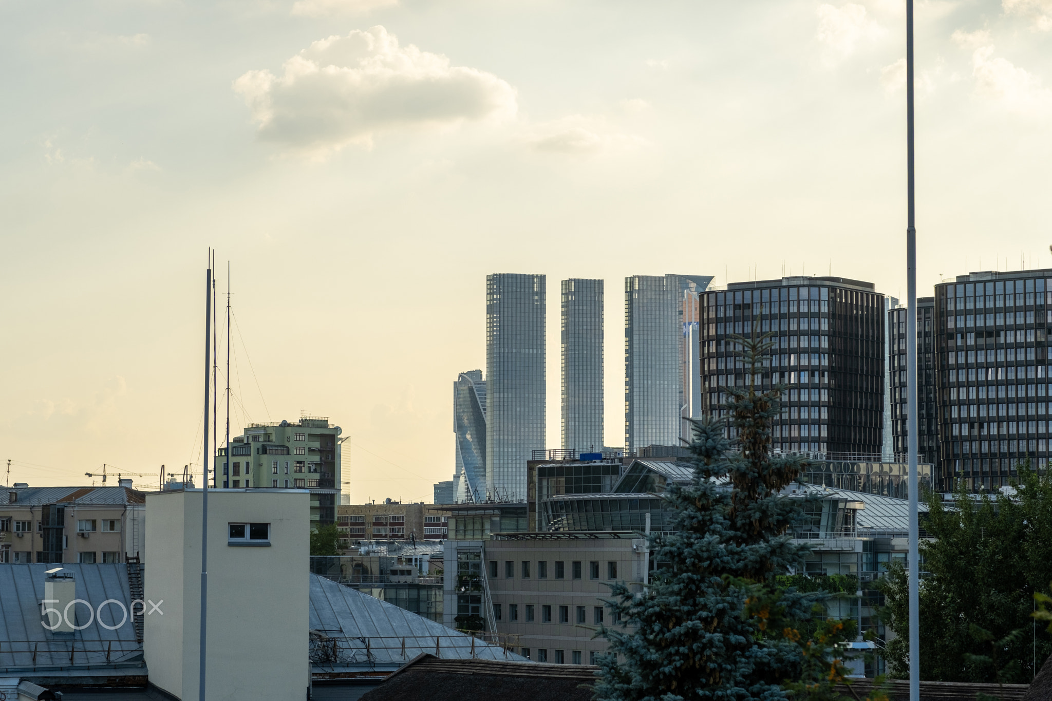 Modern Urban Skyline Featuring Skyscrapers and Buildings in the City During Late Afternoon With a