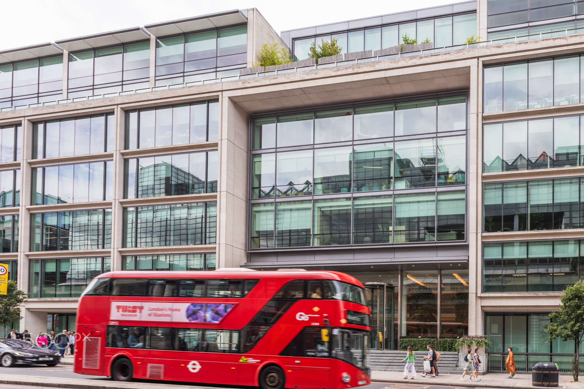 Belgrave House entrance with American Express and Google UK offices. London, UK, 16 July 2023