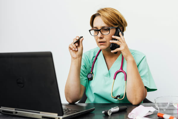 Clinician on a call