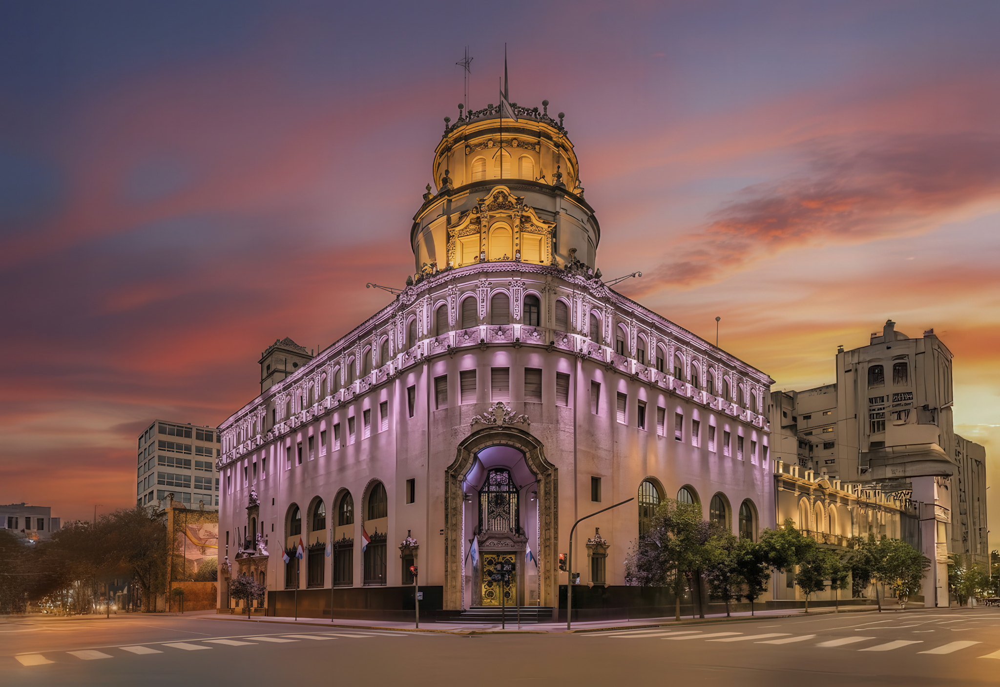 Splendor of the Lottery Palace at sunset.