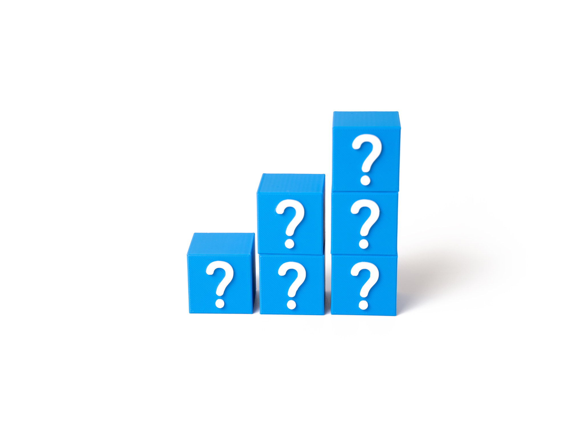 Blocks with a question mark in the shape of a ladder. Start solving the mystery with something small