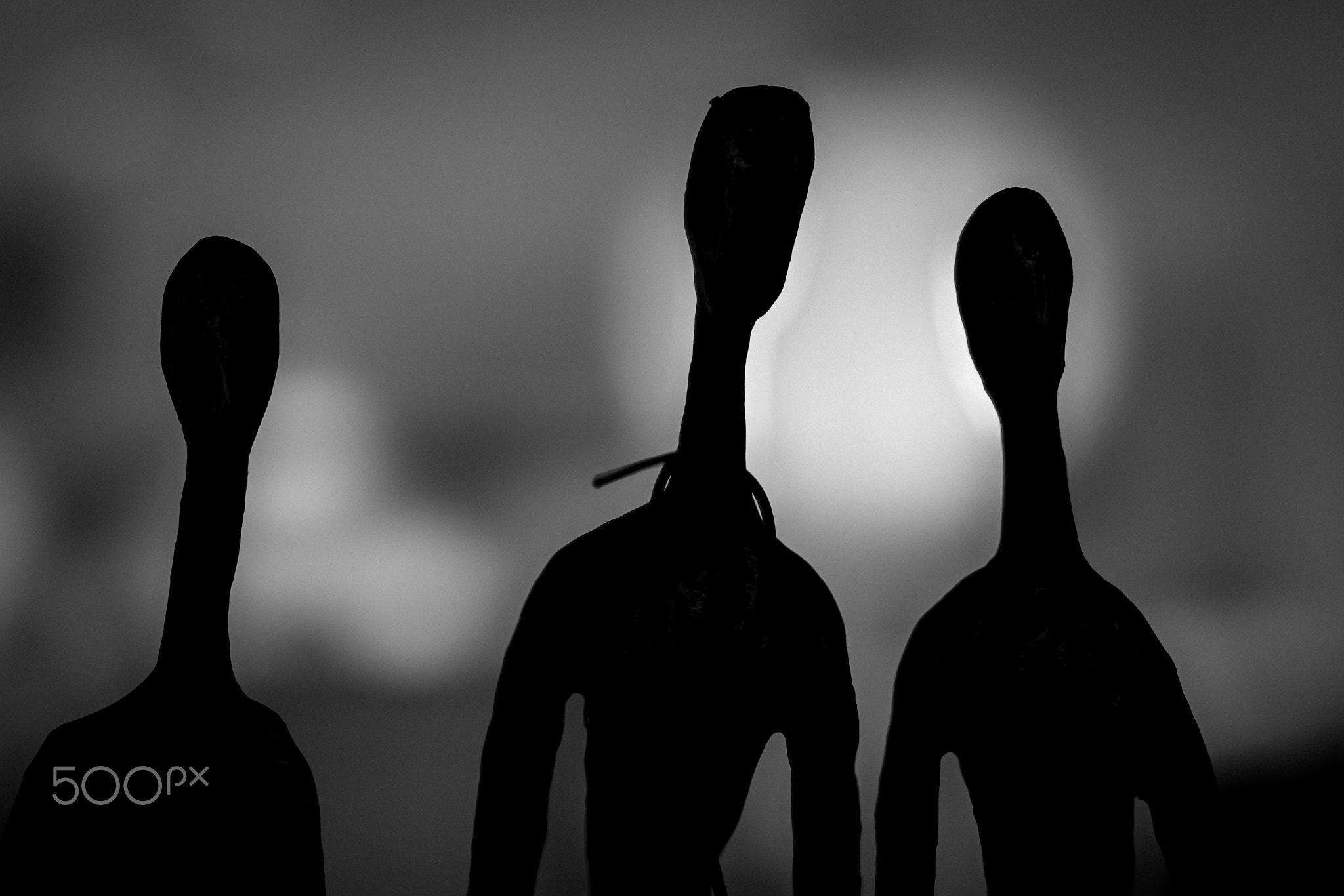 Abstract Human Silhouettes in Monochrome Light