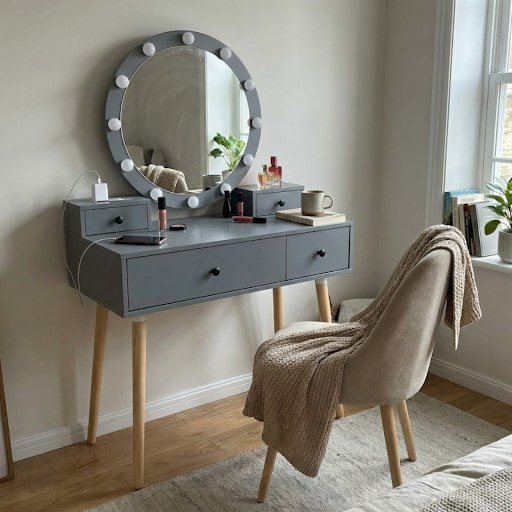 This Small Dressing Table with a Mirror is Ideal for Renters