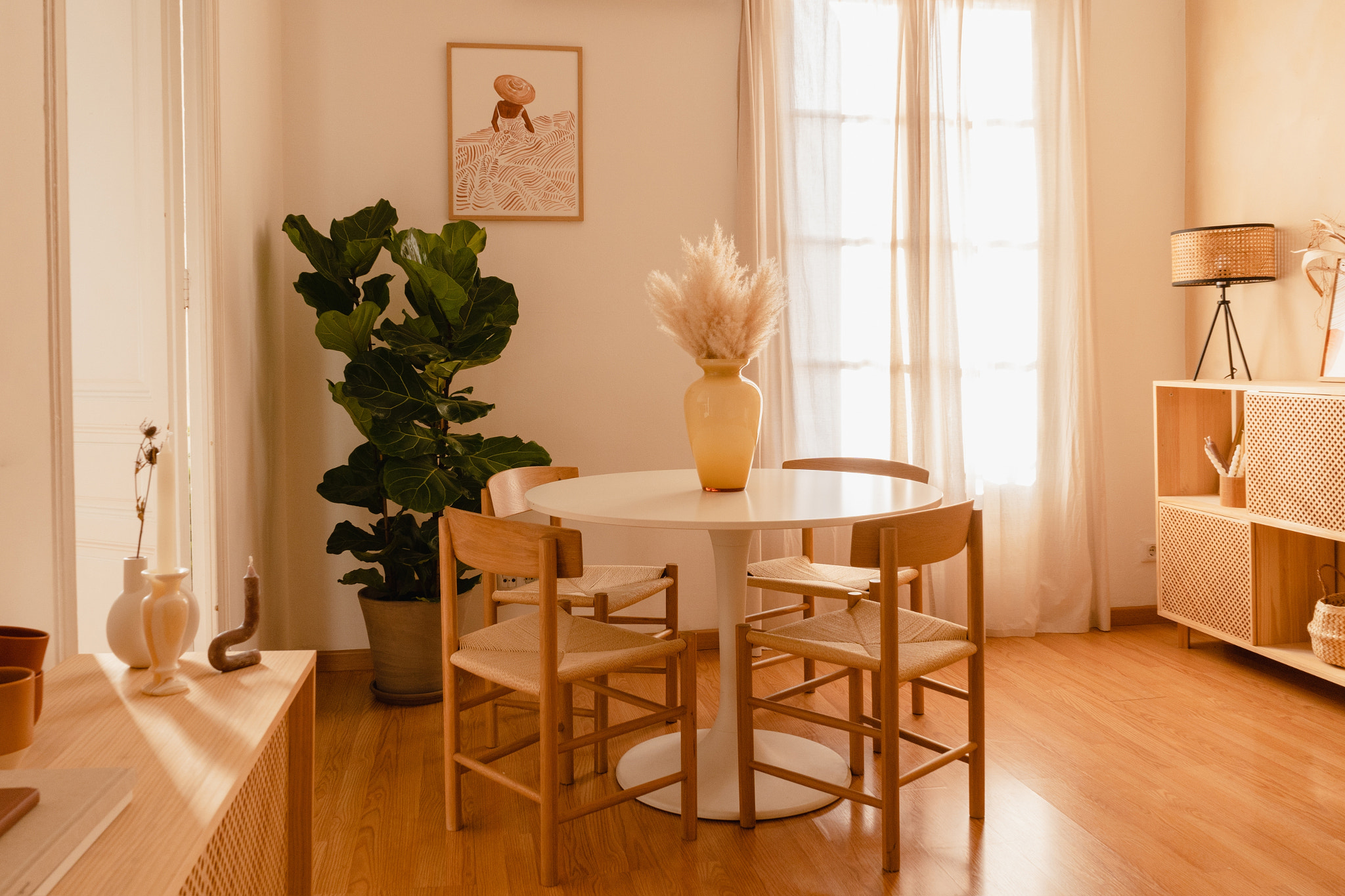 Empty room with potted plant on table at home