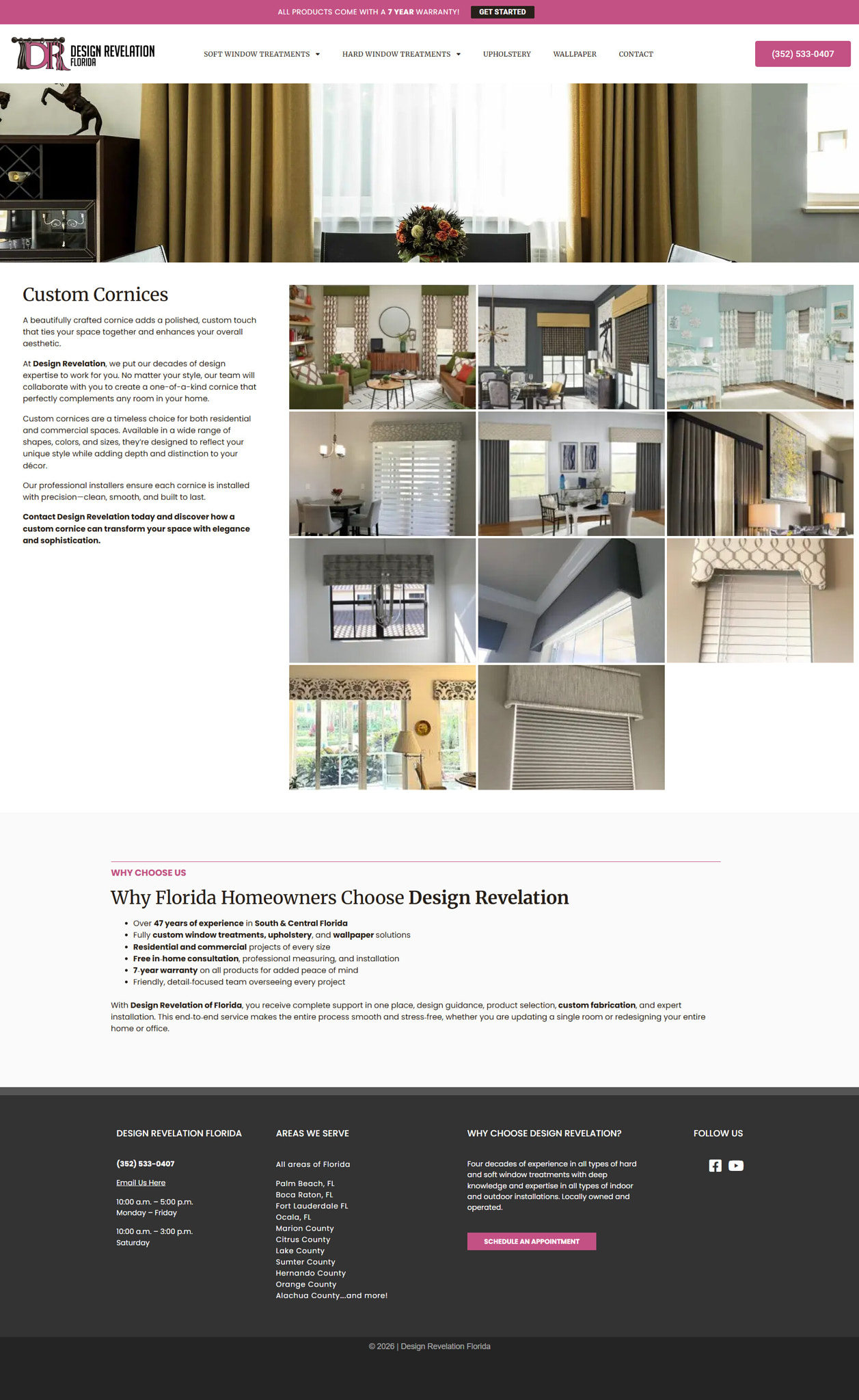 Luxury Custom Window Cornices by Design Revelation of Florida
