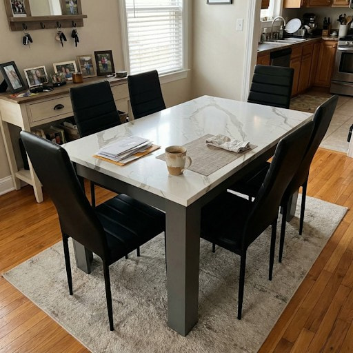 Hosting is much easier with this dining table and 6 chairs