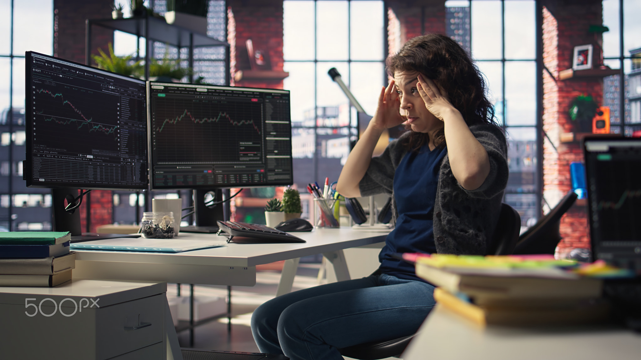 Business professional being devastated with monetary losses and bankruptcy