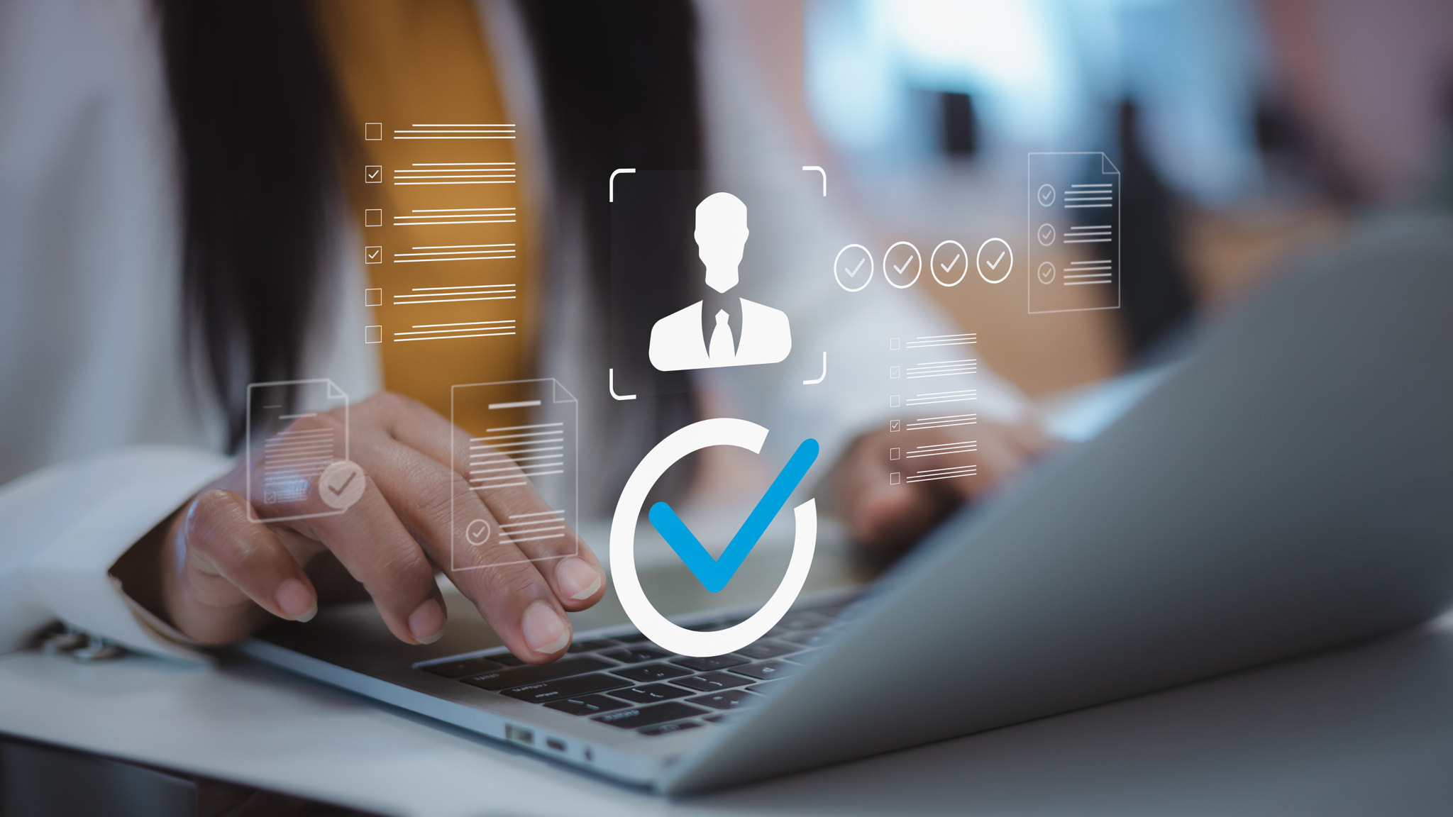 Digital recruitment and candidate verification process.HR technology for employee system.Verified us