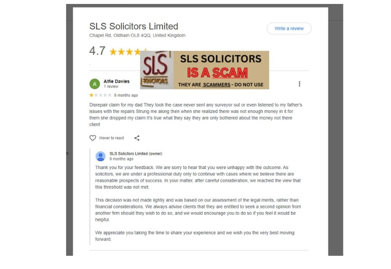DO NOT USE SLS SOLICITORS