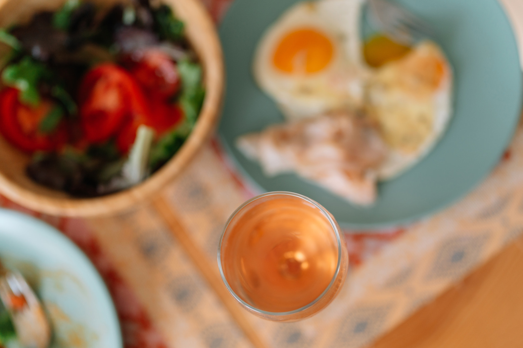 High angle view of breakfast on table