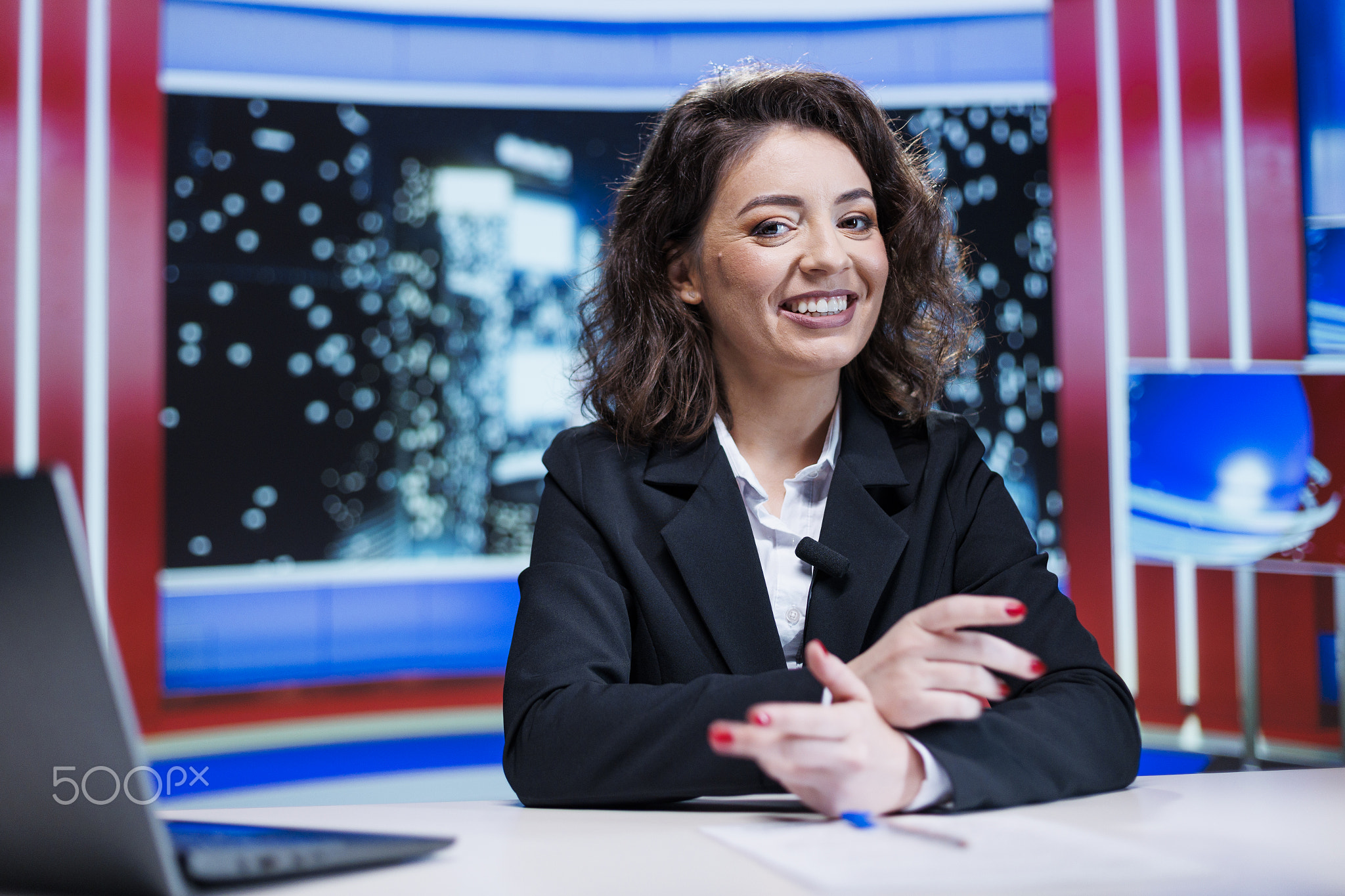 TV presenter reporting live daily news