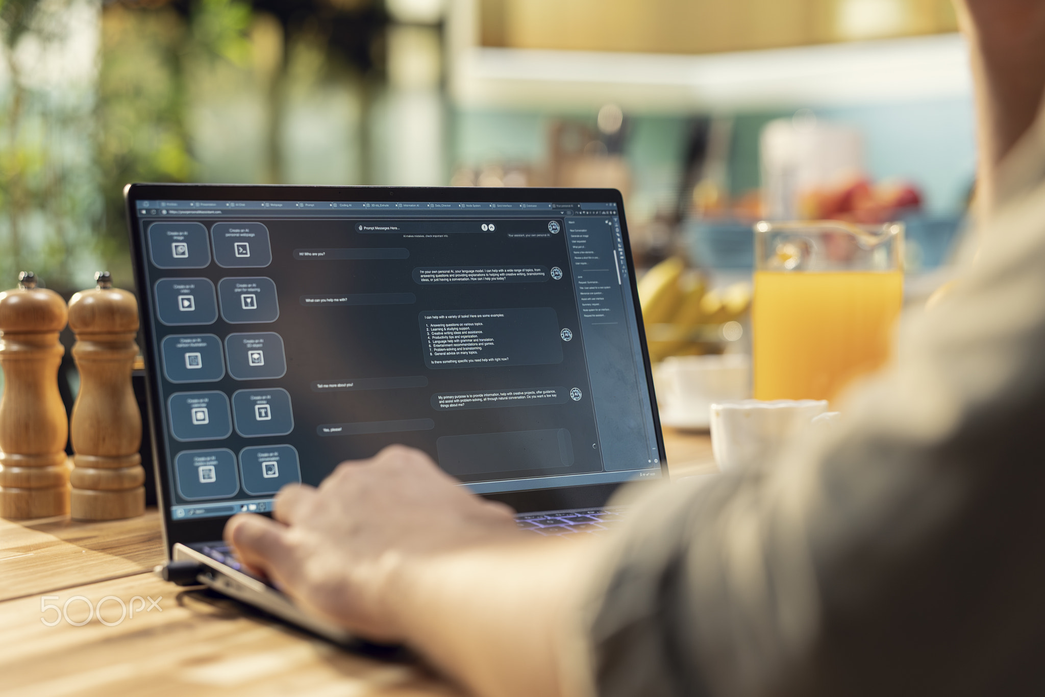 Man engaging with AI-powered chatbot, everyday use of artificial intelligence