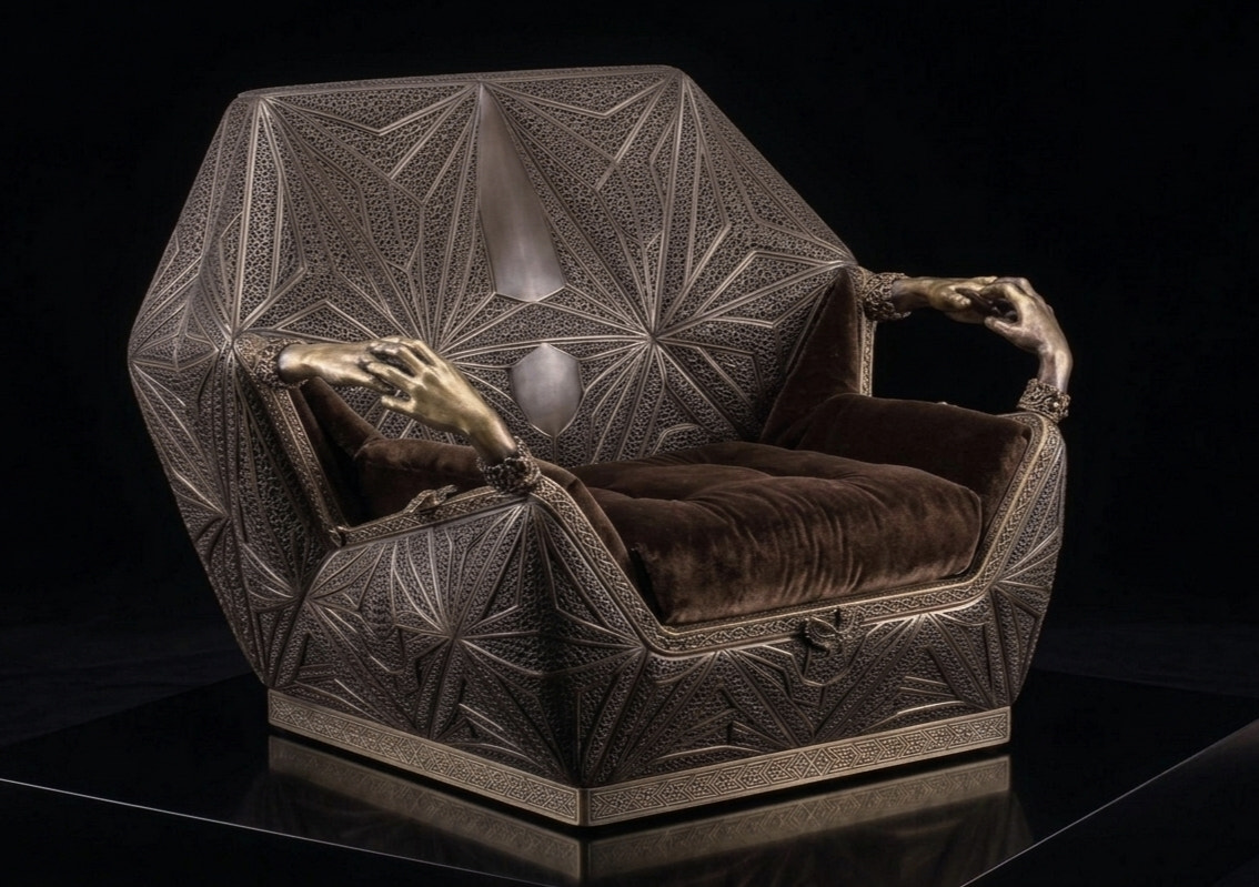 Close-up of empty chair against black background