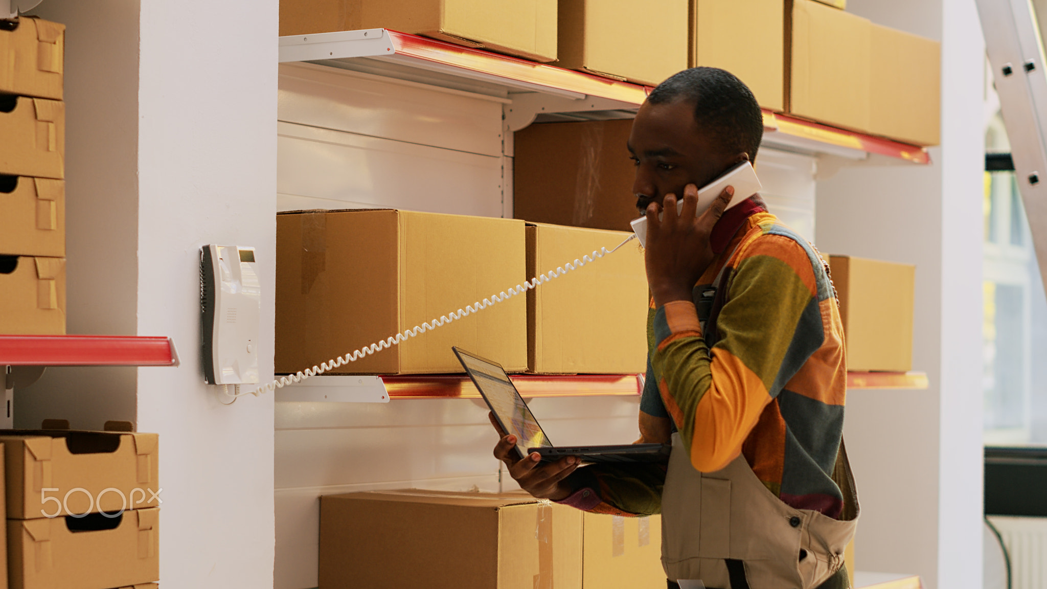 Supervisor using landlinephone call