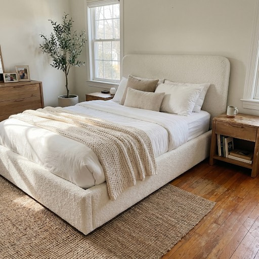 Single Bed with Storage in White- Colour in a Small Room