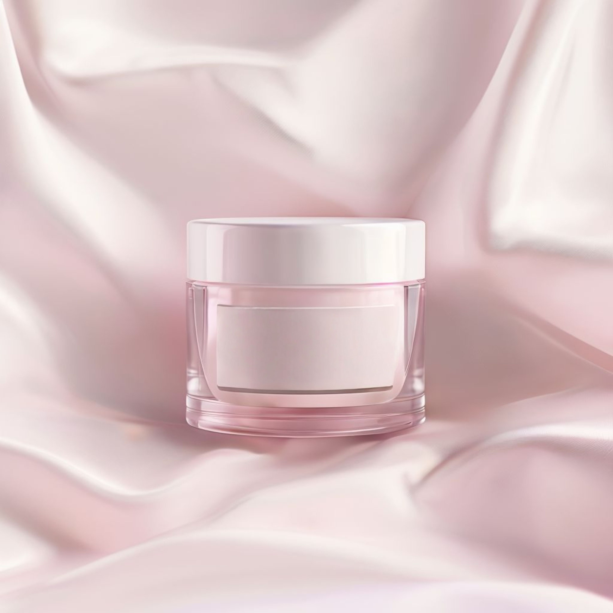 Spa-Inspired Cosmetic Cream Jar on Soft Fabric Background.