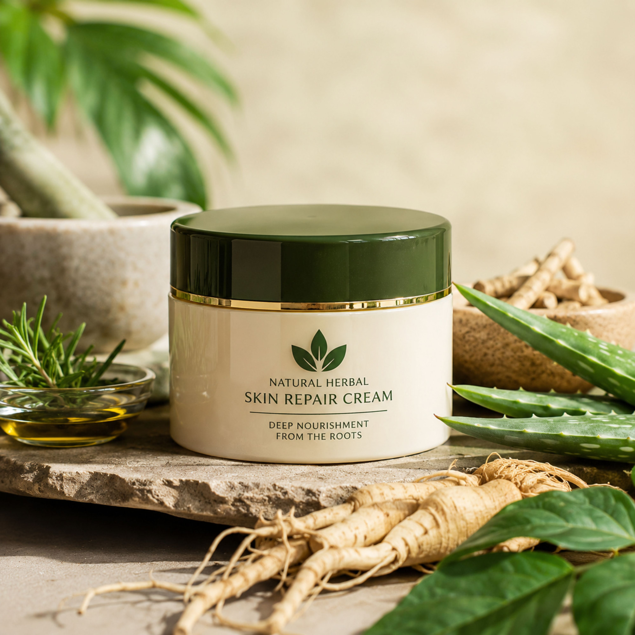 Natural Herbal Skin Repair Cream Luxury Botanical Cosmetic