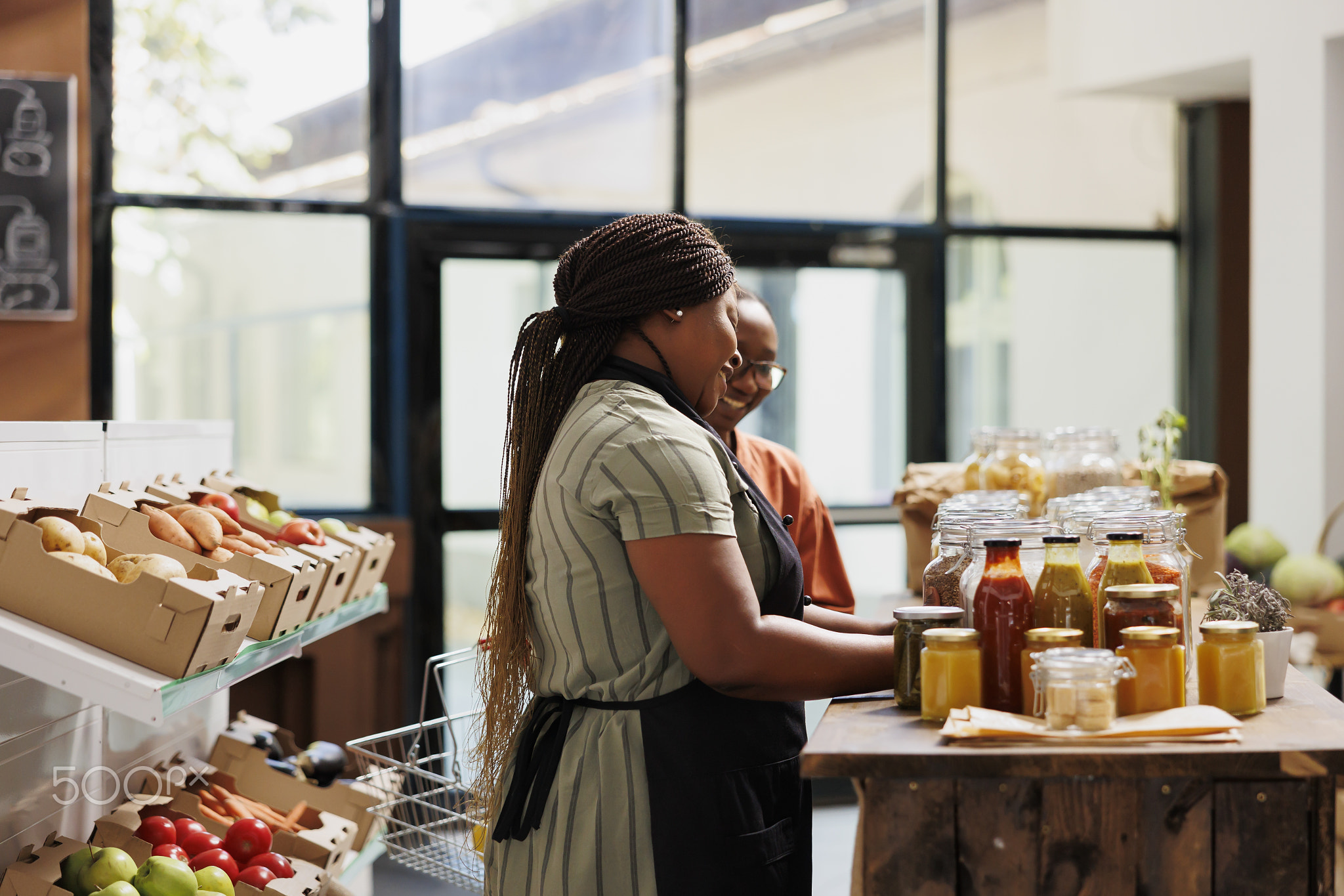 Merchant catering to customer in store
