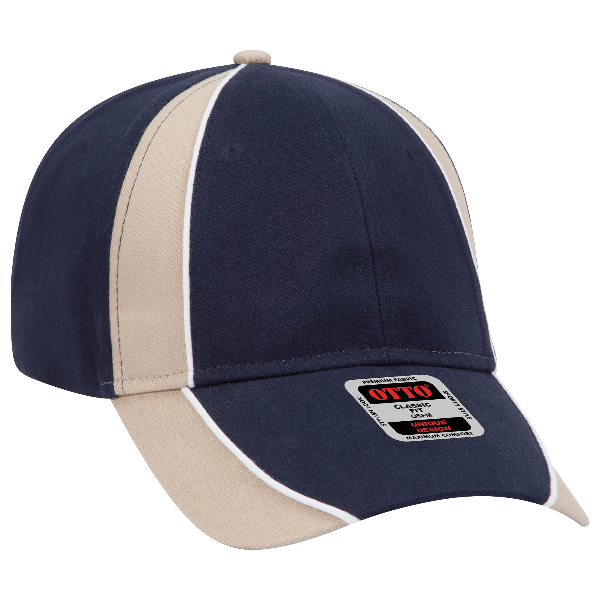OTTO CAP 19-701 – 6 Panel Low Profile Baseball Cap Brushed Cotton Twill with Sporty Piping Design
