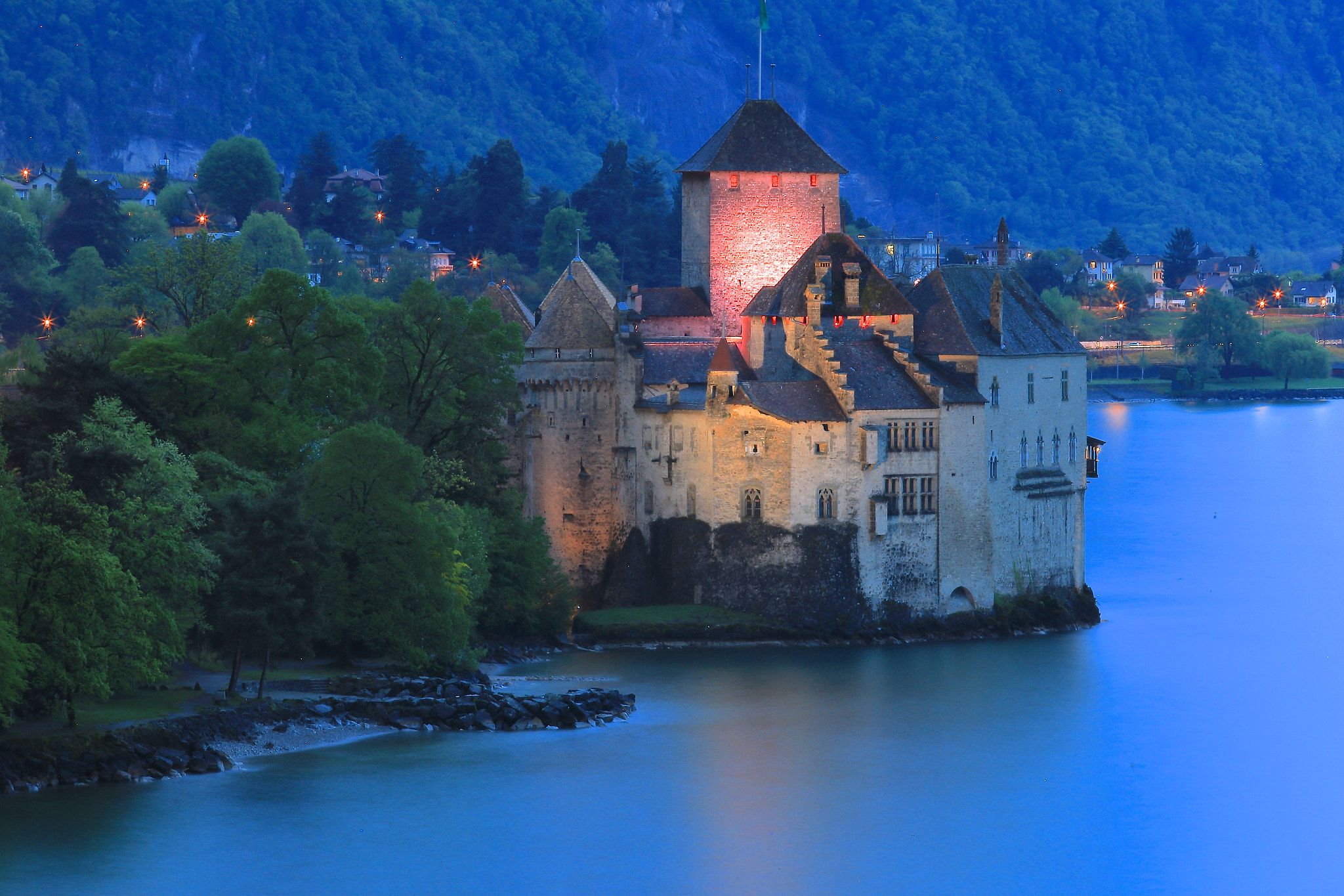 Medieval castle Chilion on lake Leman in Switzerland