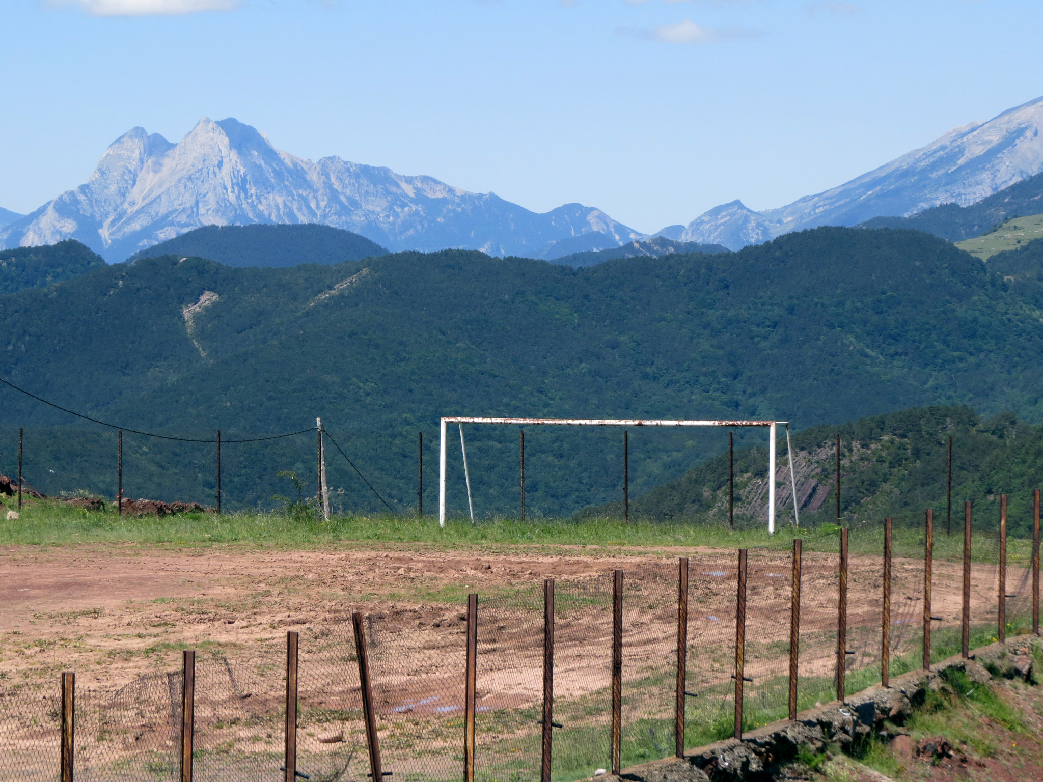 A football field with a view