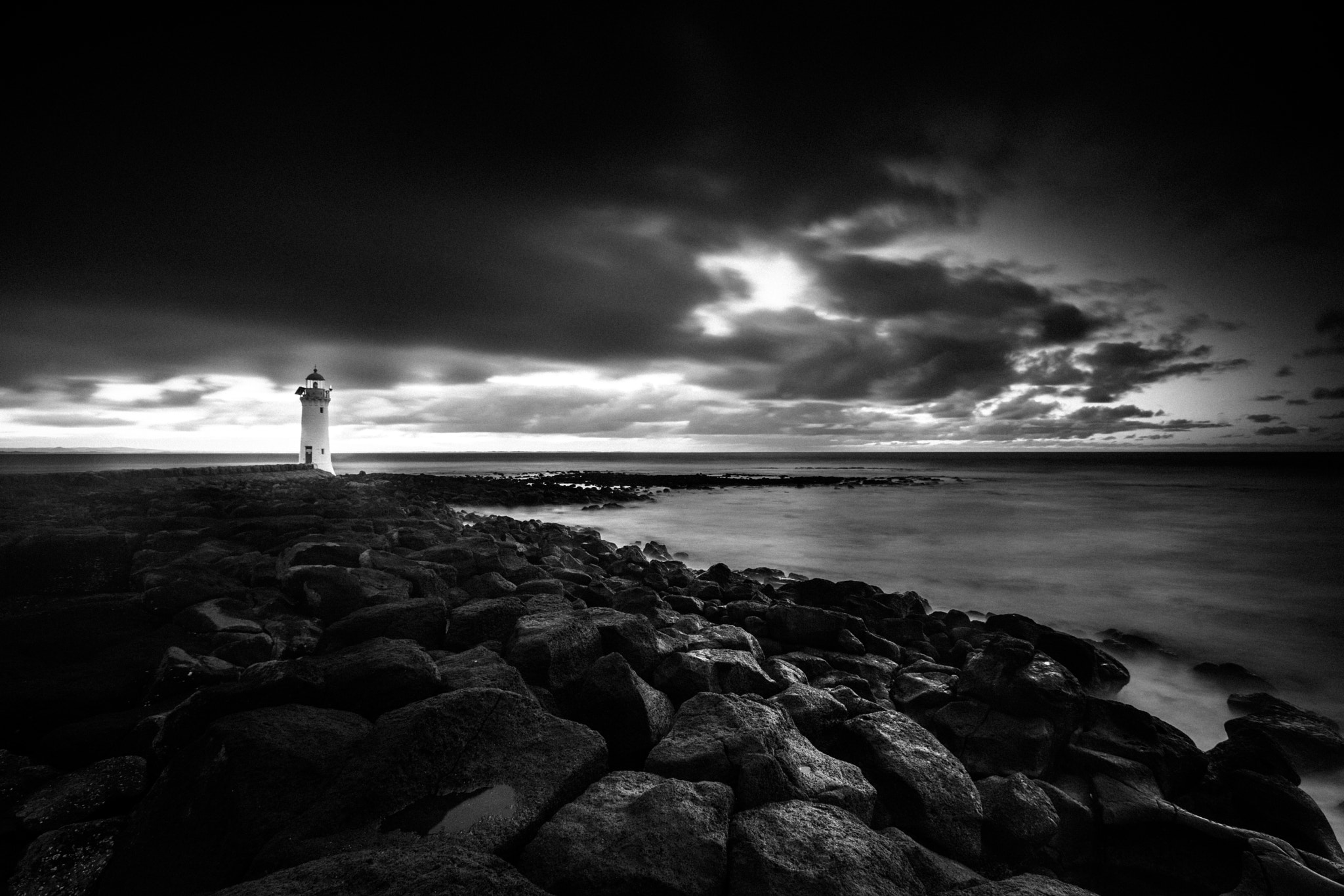 Port Fairy lighthouse Sunrise with Low Moving Clouds