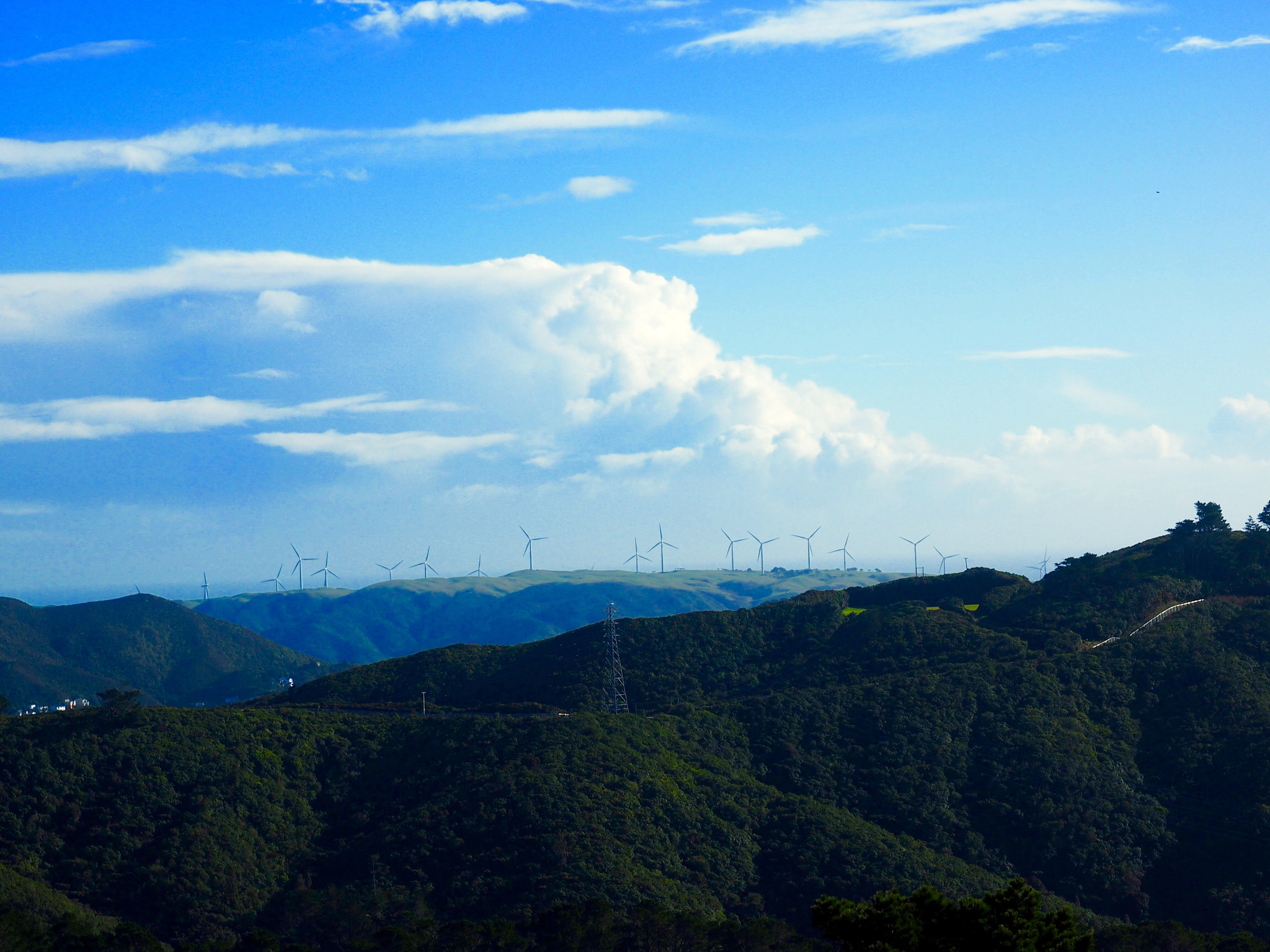 Olympus OM-D E-M1 sample photo. Wind farm and clouds photography