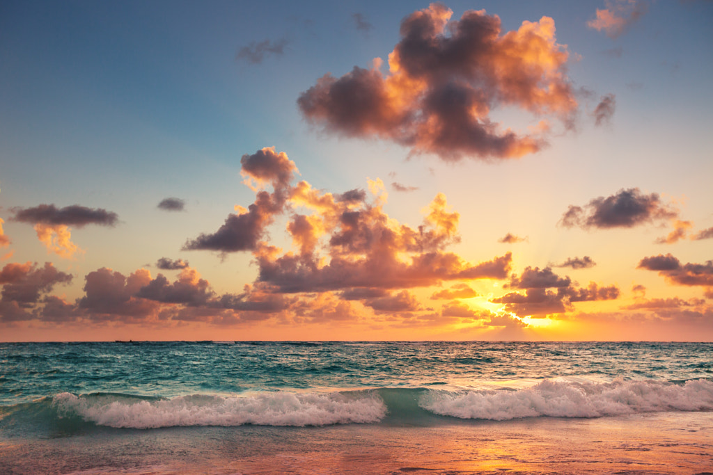 Sunrise on the beach of Caribbean sea by Valentin Valkov on 500px.com