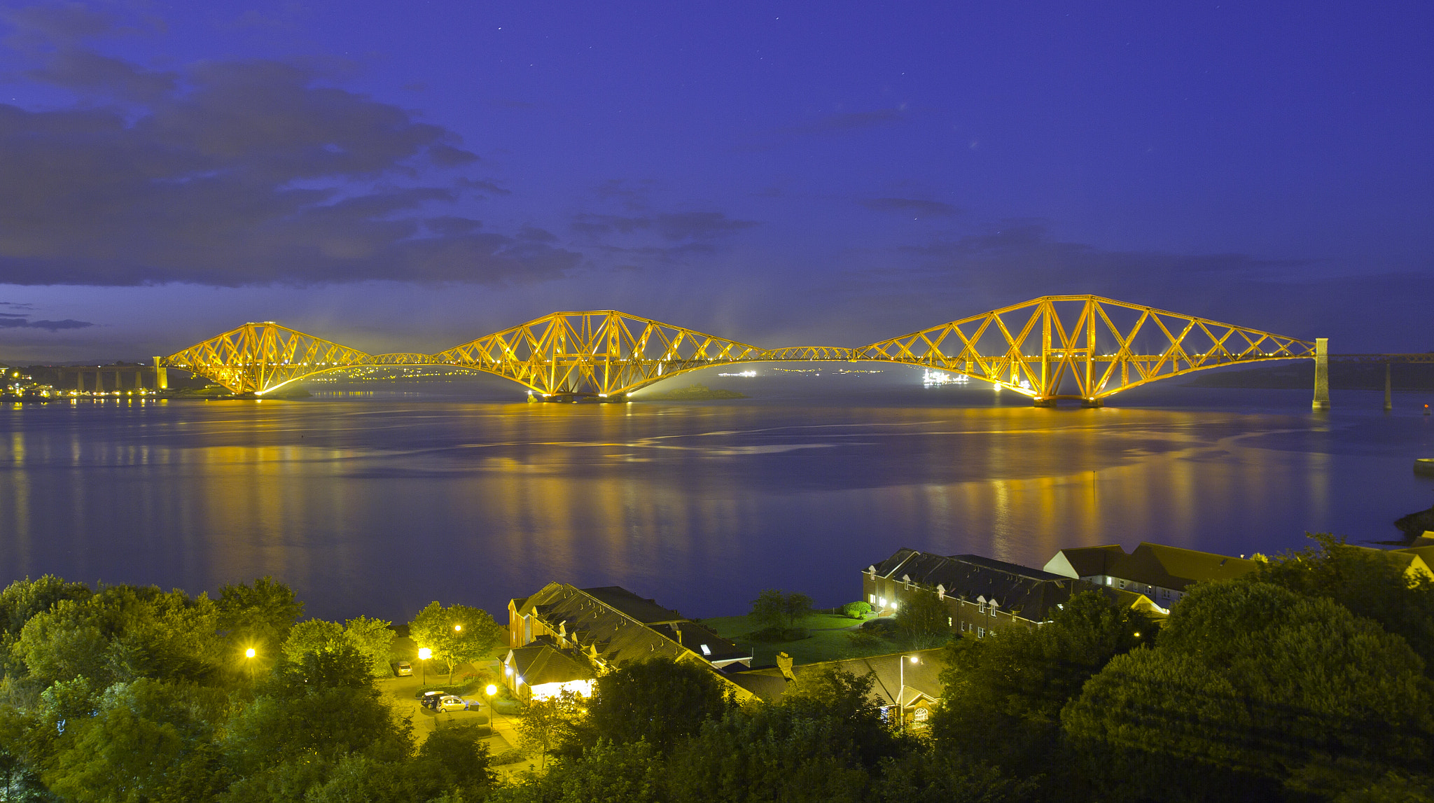 Forth Rail Bridge at night