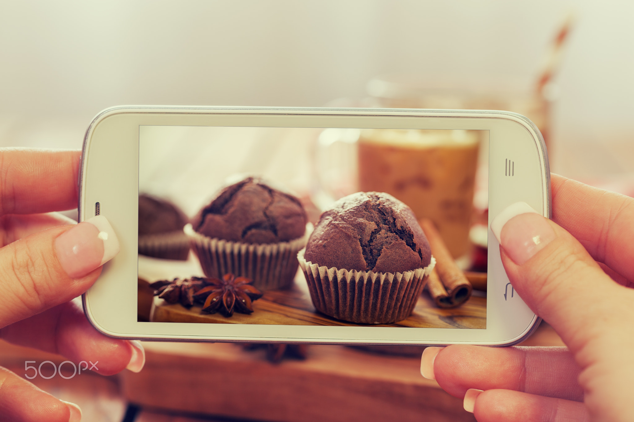 chocolate muffins and ice coffee