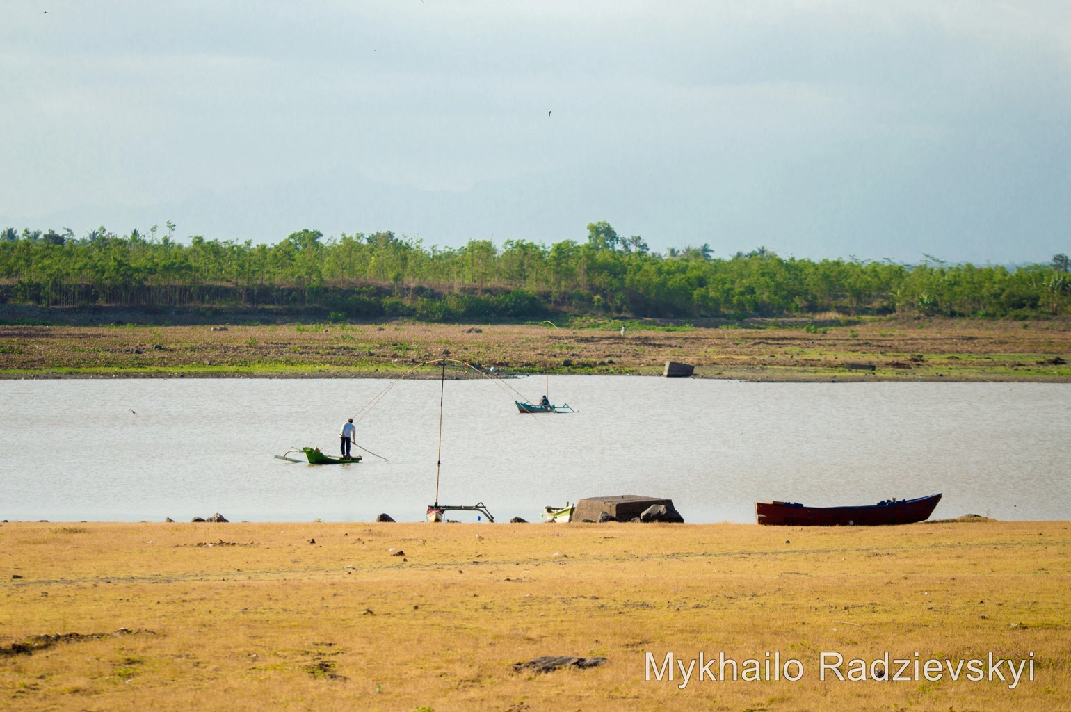 Fishing on lake