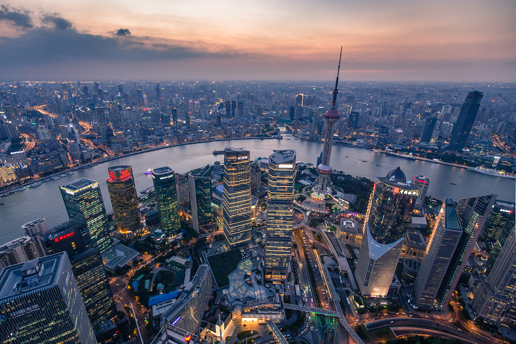 Shanghai view from Jinmao Tower rooftop by Denys Nevozhai / 500px