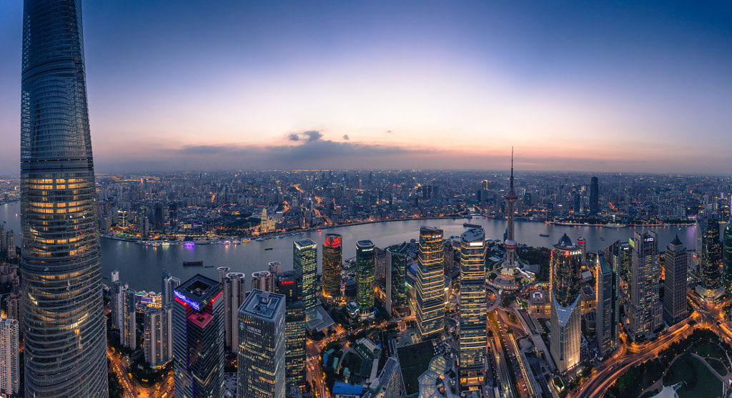 Shanghai view from Jinmao Tower rooftop by Denys Nevozhai / 500px