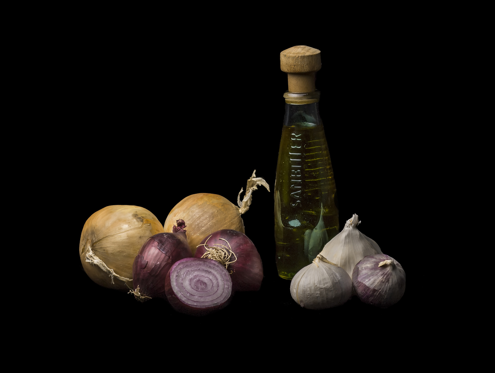 Onions, garlic and olive oil