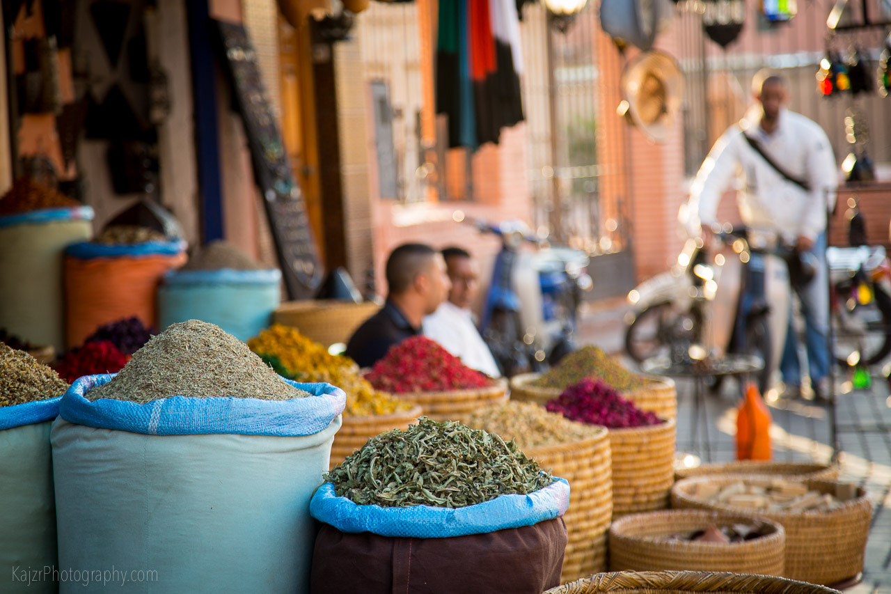 Moroccan herbs alley in Marrakesh Medina